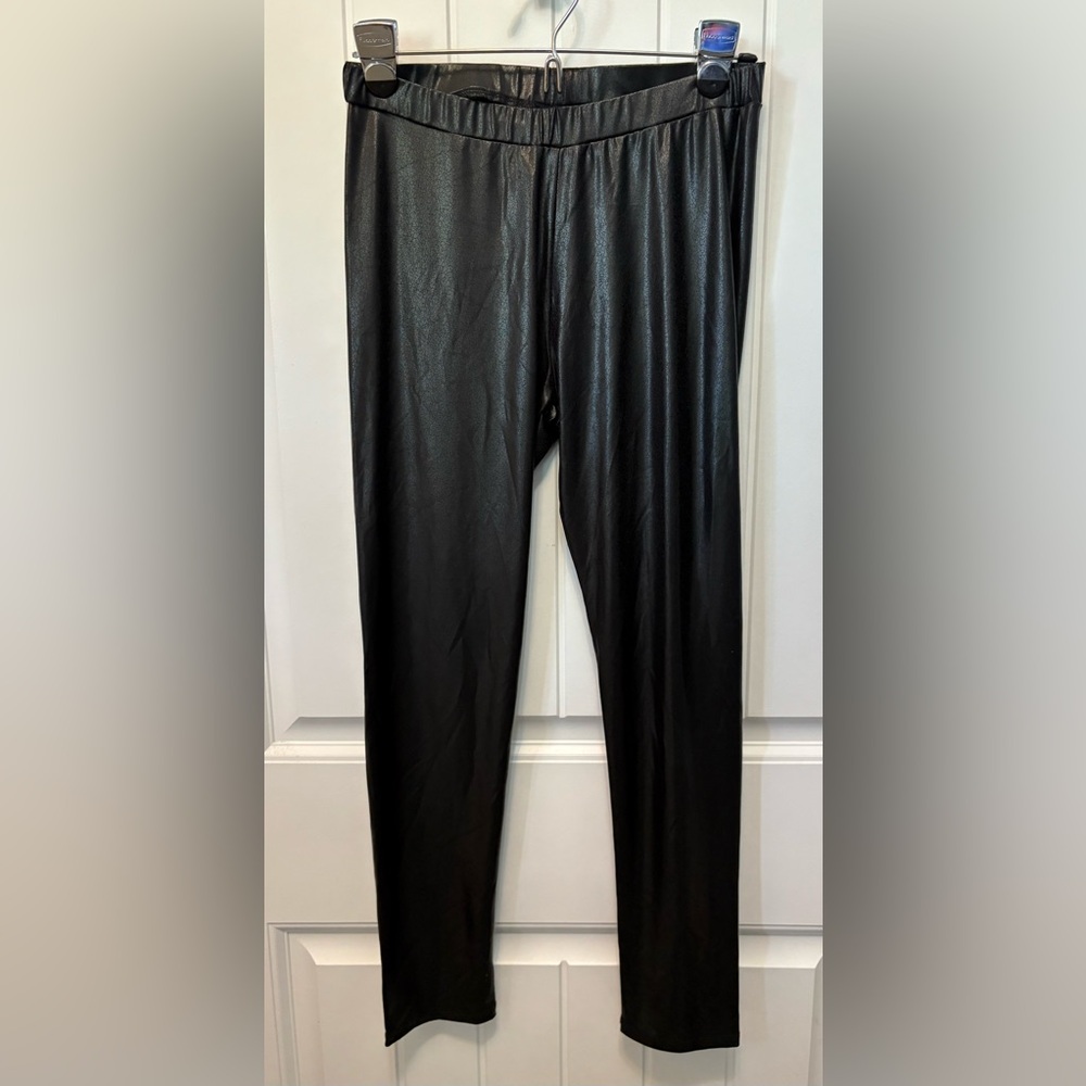 Material Girl Black Faux Leather Pants. Size XL. Elastic waist.